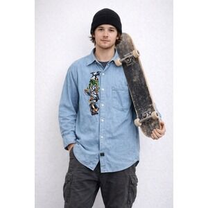 Looney Tunes (Vtg style) Denim Button down shirt (adult small)